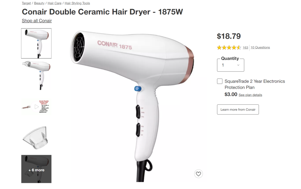 Conair Double Ceramic Hair Dryer - 1875w : Target